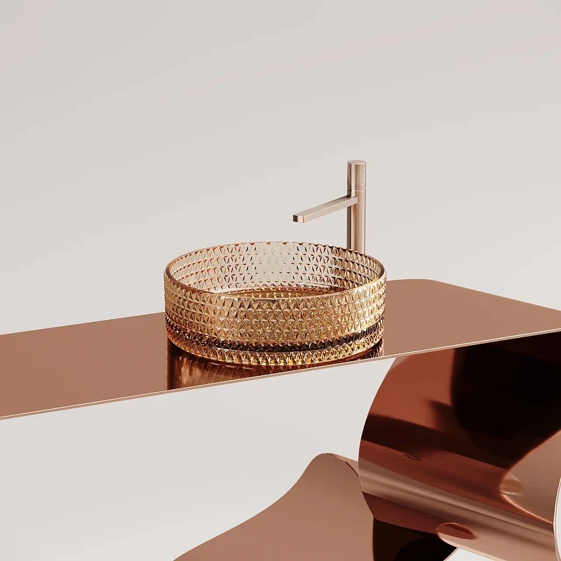 Раковина-чаша Ceramicanova Cristal 36 CN6058 Бежевая стекло накладная