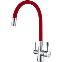 Смеситель для кухни Lemark Comfort LM3075C-Red Хром Красный латунь