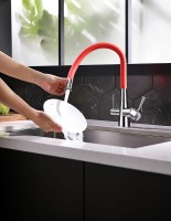 Смеситель для кухни Lemark Comfort LM3075C-Red Хром Красный латунь