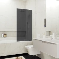 Шторка на ванну Maybah Glass MGV-80-1у 600x1400 в узком профиле Белый стекло графитовое