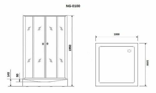 Душевой уголок Niagara Nova 100х100 NG-0100-14 профиль Черный стекло прозрачное