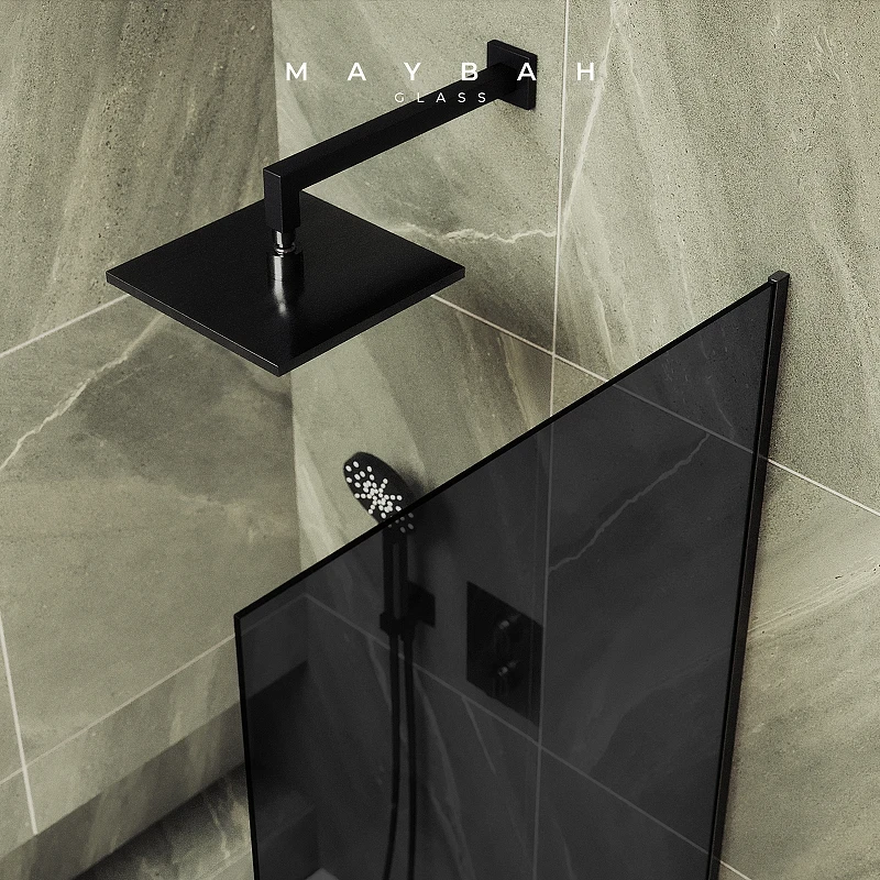 Шторка на ванну Maybah Glass MGV-78-6у 400x1400 в узком профиле Черный стекло графитовое