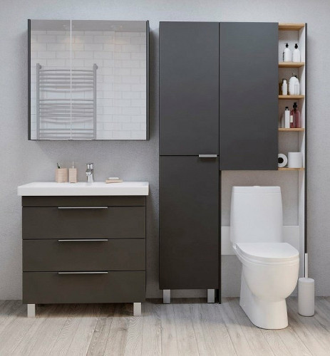 Тумба под раковину 1MarKa Gaula 80Н У92547 Графит матовый МДФ / ЛДСП