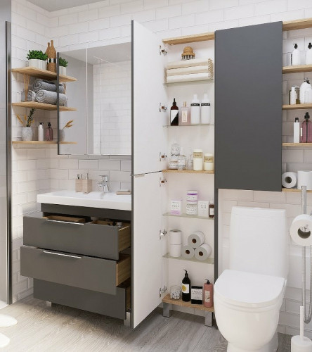 Тумба под раковину 1MarKa Gaula 80Н У92547 Графит матовый МДФ / ЛДСП