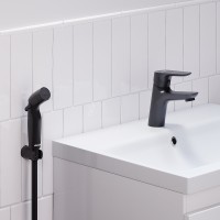 Смеситель для раковины Damixa Jupiter 770300300 с гигиеническим душем Черный матовый латунь