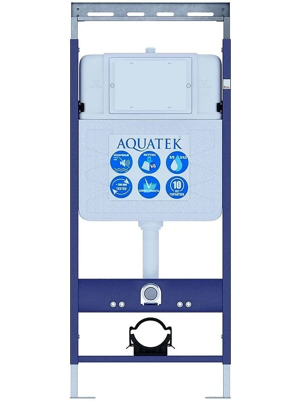 Комплект унитаза с инсталляцией Aquatek Set Aquatek Поларис-055 цвет Белый с сиденьем Микролифт и клавишей смыва цвет Черный матовый