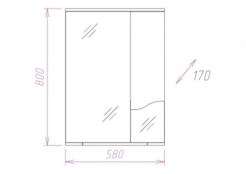 Зеркало со шкафом Onika Лайн 58.01 R 205820 с подсветкой Белое МДФ / ЛДСП, стекло