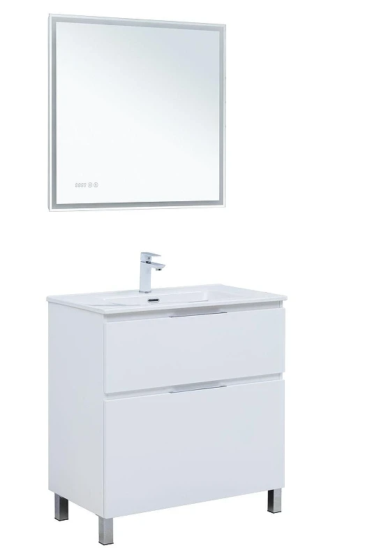 Тумба с раковиной Aquanet Алвита New 80 345679 цвет Белый матовый