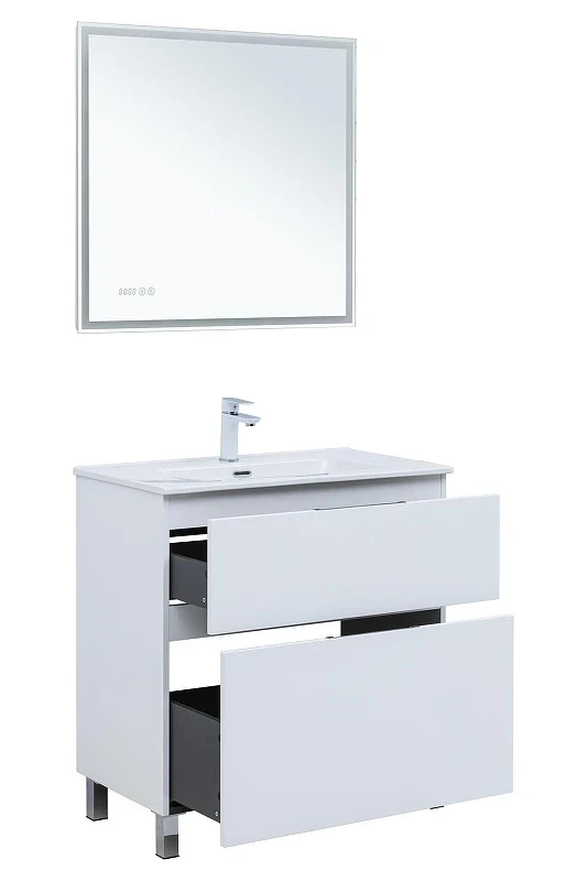 Тумба с раковиной Aquanet Алвита New 80 345679 цвет Белый матовый