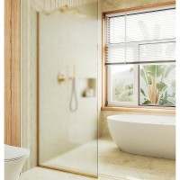 Душевая перегородка Maybah Glass MGD-680-3у 1090x1950 в узком профиле Золото стекло сатиновое