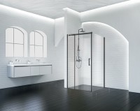 Душевой уголок BelBagno Acqua 120х90 ACQUA-AH-1-120/90-C-NERO профиль Черный стекло прозрачное