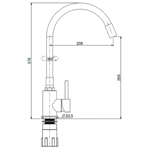 Смеситель для кухни Splenka S201.4406.09 Графит матовый Черный