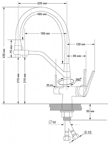 Смеситель для кухни Viko V-5532 Бронза Черный латунь