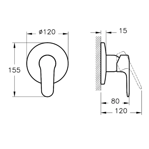 Смеситель для душа Vitra Root Round A42728EXP Хром латунь встраиваемый