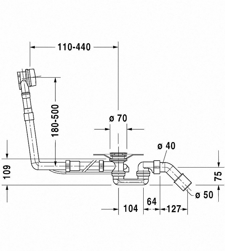 Слив-перелив Duravit 790293000001000 полуавтомат цвет Хром