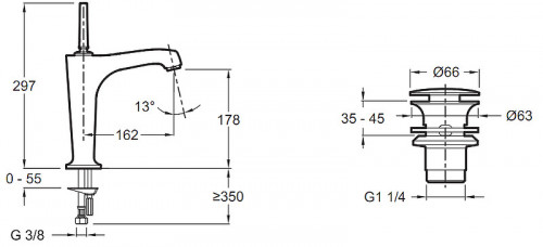 Смеситель для раковины Jacob Delafon Margaux E16231-4 Хром латунь