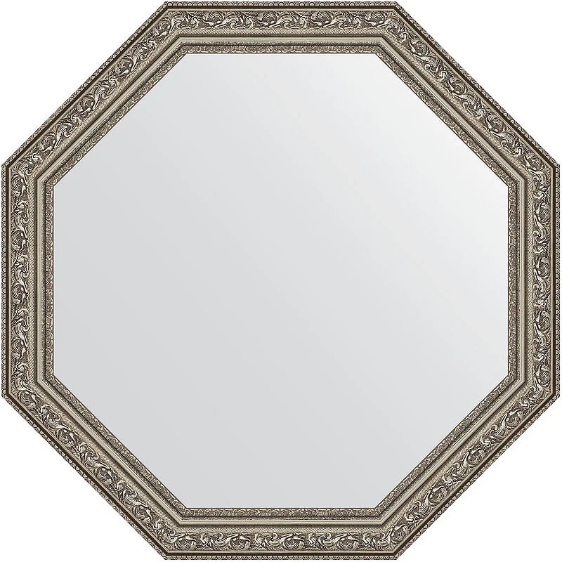 Зеркало Evoform Octagon 60х60 BY 3692 в багетной раме - Виньетка состаренное серебро 56 мм