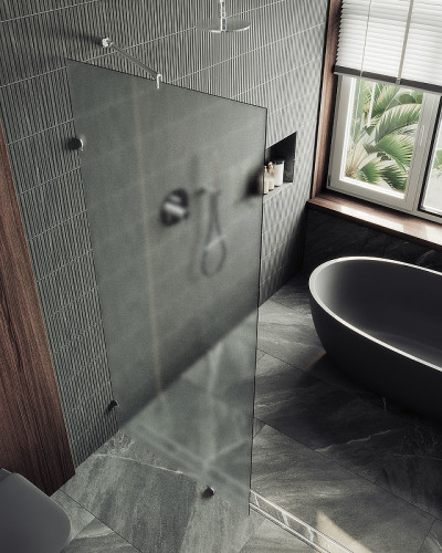 Душевая перегородка Maybah Glass MGD-269-4 890x1950 коннектор стена-стекло Хром глянцевый стекло сатиновое