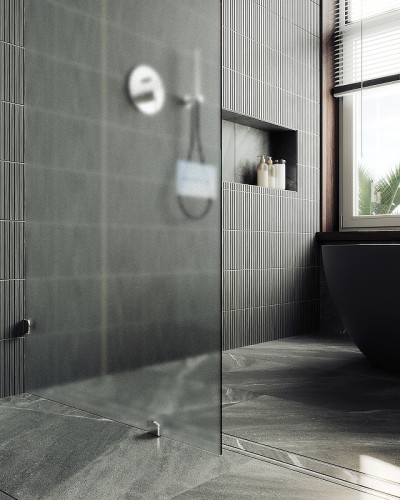 Душевая перегородка Maybah Glass MGD-269-4 890x1950 коннектор стена-стекло Хром глянцевый стекло сатиновое