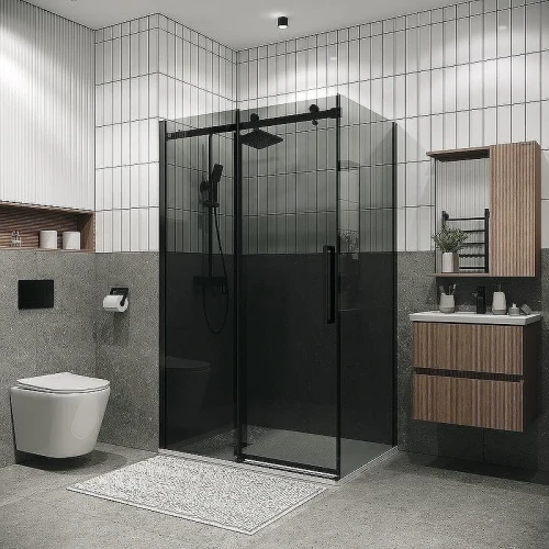 Душевой уголок Grossman Classic 100х70 120.K33.04.1070.21.10 профиль Черный матовый стекло тонированное