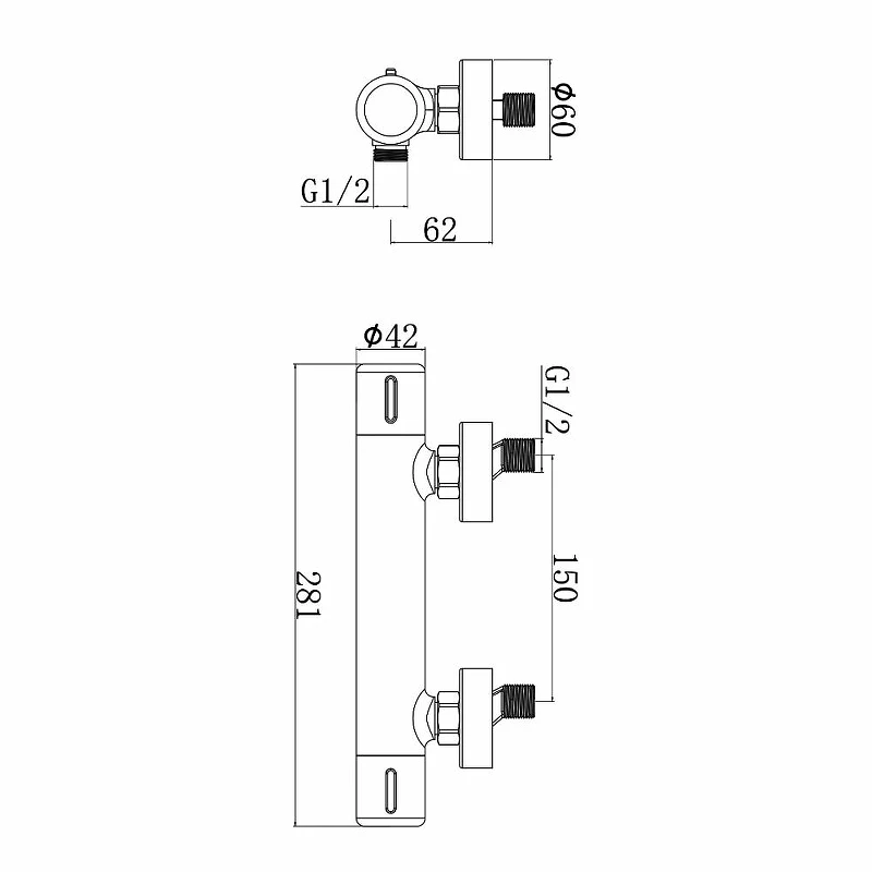 Смеситель для душа Agger Thermo A2450000 Хром глянцевый латунь на стену