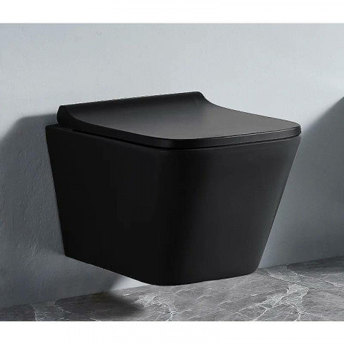 Унитаз CeramaLux NS5170MB подвесной Черный матовый с сиденьем Микролифт фаянс подвесной