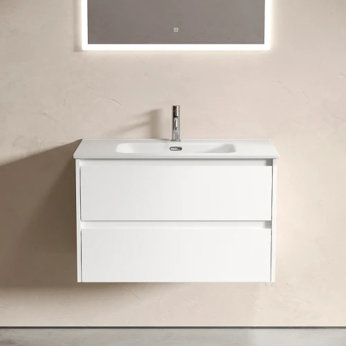 Тумба под раковину Sancos Libra 80 LB80W подвесная Белый глянец МДФ / ЛДСП