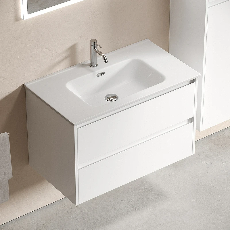 Тумба под раковину Sancos Libra 80 LB80W подвесная Белый глянец МДФ / ЛДСП