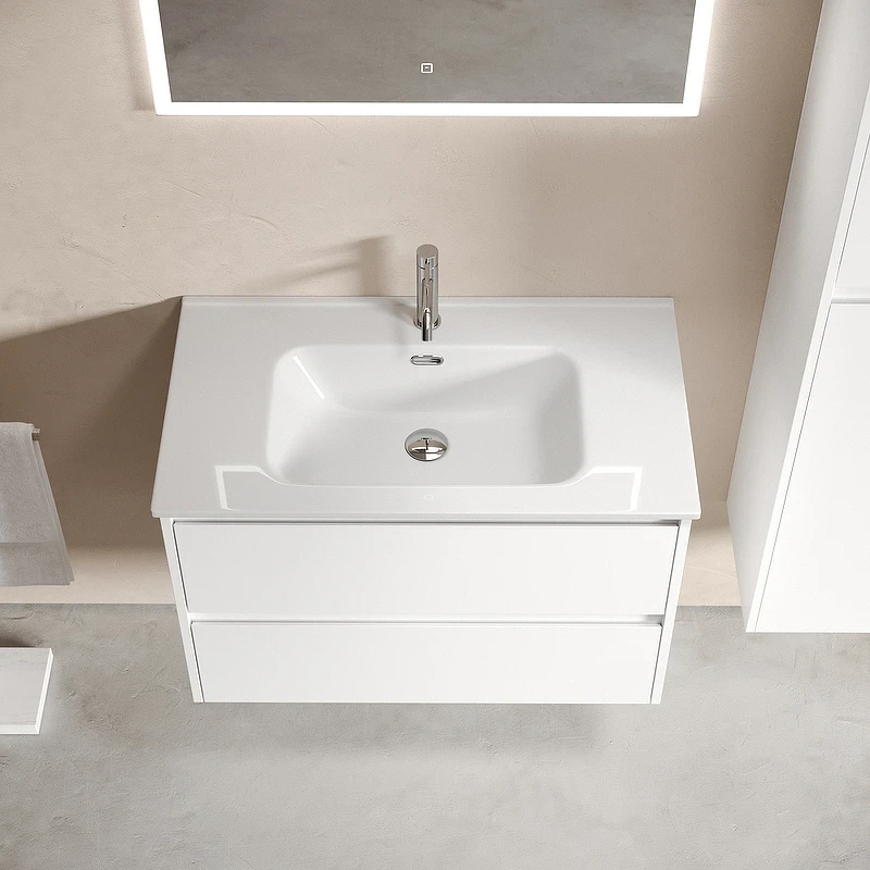 Тумба под раковину Sancos Libra 80 LB80W подвесная Белый глянец МДФ / ЛДСП