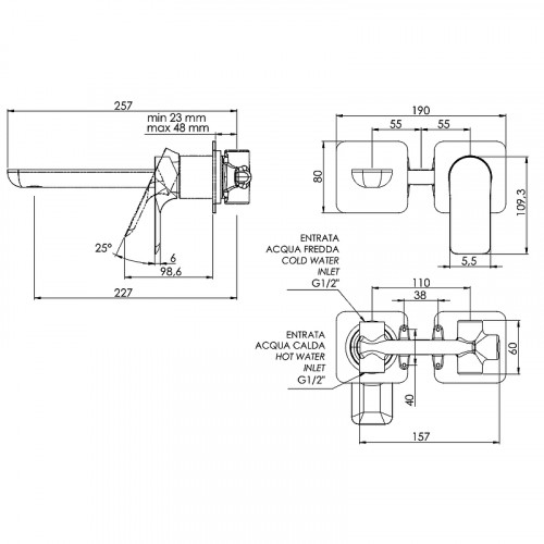 Смеситель для раковины Remer Infinity I15PLXV Сталь латунь встраиваемый