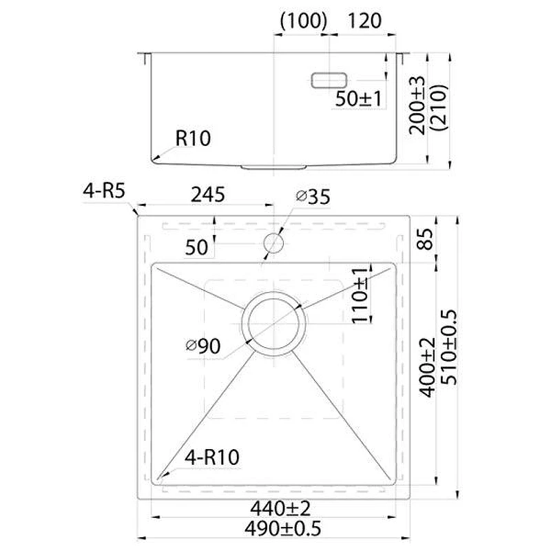 Кухонная мойка Iddis Haze 49 HAZ49GMi77 Графит матовый