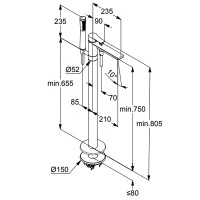 Смеситель для ванны Kludi Zenta SL 485900565 Хром латунь на пол