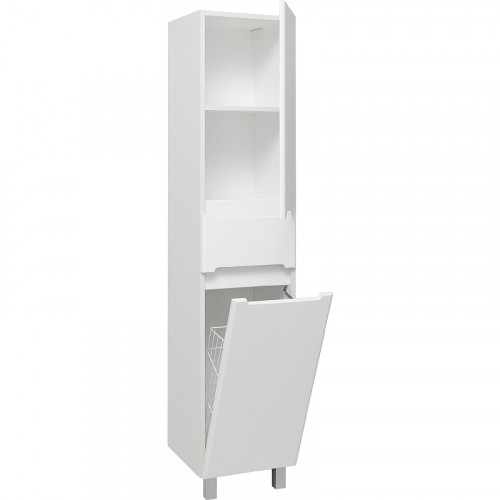 Шкаф пенал Runo Парма 35 R УТ000002867 с бельевой корзиной Белый МДФ / ЛДСП