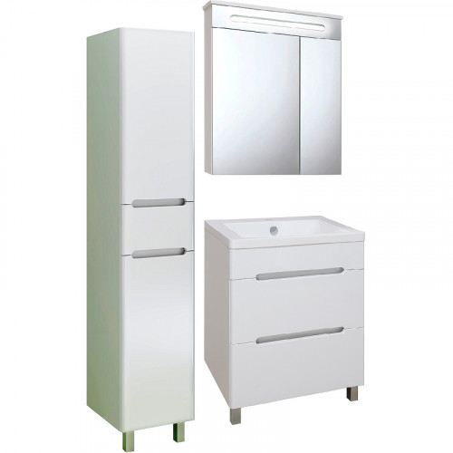 Шкаф пенал Runo Парма 35 R УТ000002867 с бельевой корзиной Белый МДФ / ЛДСП