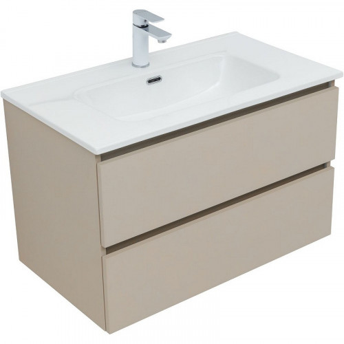 Тумба под раковину Aquanet Вега 2.0 80 337943 подвесная Бежевая МДФ / ЛДСП