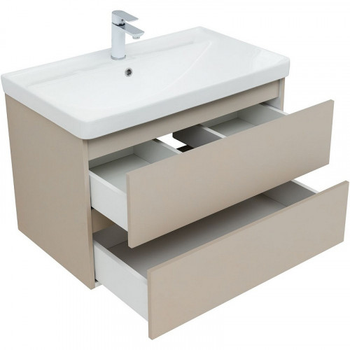 Тумба под раковину Aquanet Вега 2.0 80 337943 подвесная Бежевая МДФ / ЛДСП