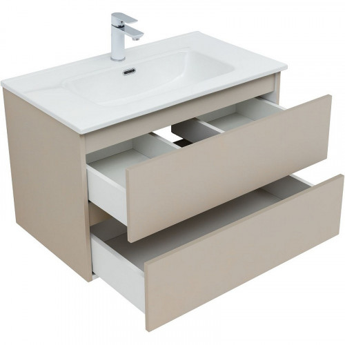 Тумба под раковину Aquanet Вега 2.0 80 337943 подвесная Бежевая МДФ / ЛДСП