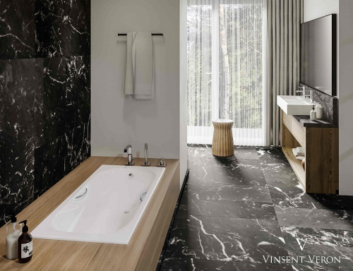 Чугунная ванна Vinsent Veron Aura 170x75 VAU1707542H/VH0015BR цвет Белый с дугообразными бронзовыми ручками