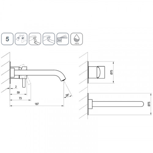 Смеситель для раковины Ravak Espirit ES 019.20GB.O1 X070315 Графит латунь встраиваемый