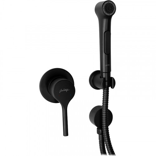 Гигиенический душ со смесителем Jacob Delafon Elate E24610-BL Черный матовый латунь на стену