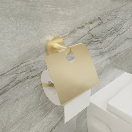 Держатель туалетной бумаги Fixsen Comfort Gold FX-87010 с крышкой Золото-сатин