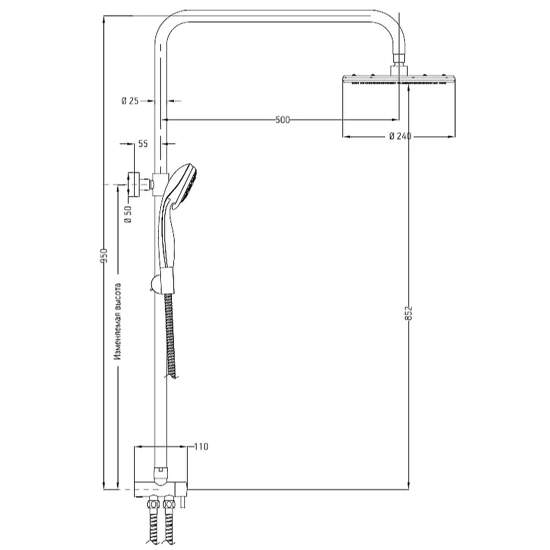 Душевая система ESKO Shower Tower ST 950 Хром нержавеющая сталь на стену