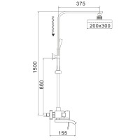 Душевая система Rose R15H R1556H Черная матовая