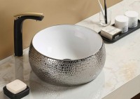 Раковина CeramaLux 40 С1062 Серебряная фаянс накладная