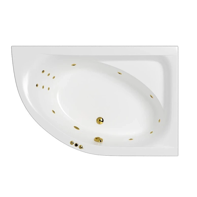 Акриловая ванна Whitecross Aquarella 170x110 R 0109.170110.100.SMART.GL цвет Белый с гидромассажем форсунки Золото