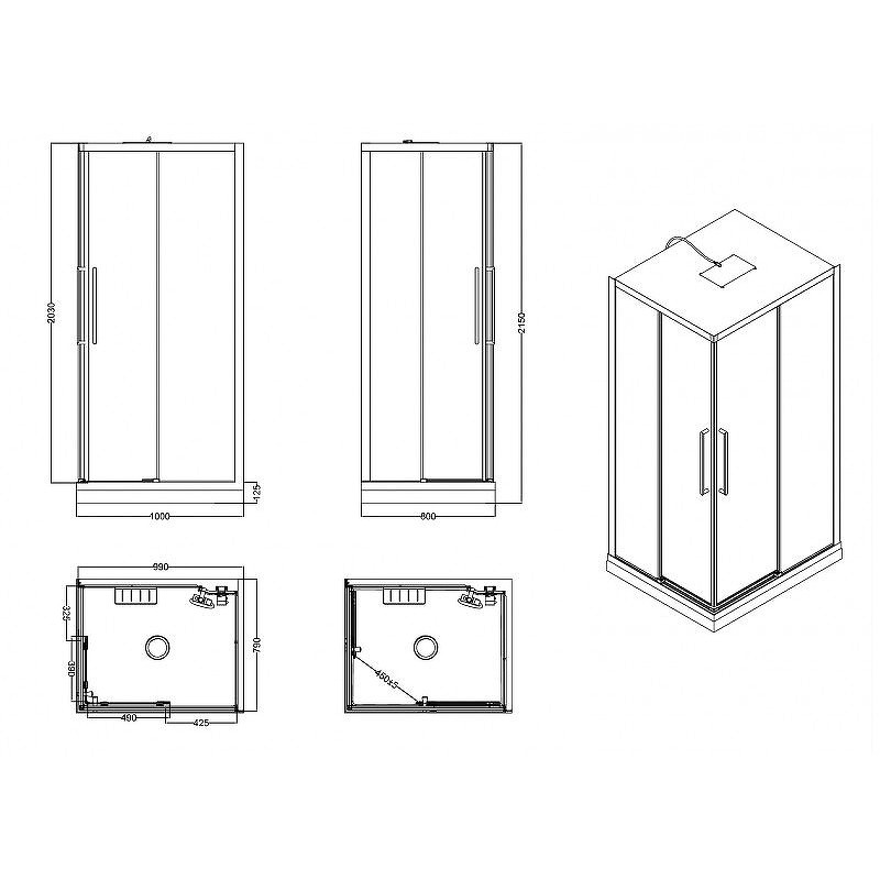 Душевая кабина Esbano Muse ESM-108CKR 100x80 L ESKM108CKRL без гидромассажа