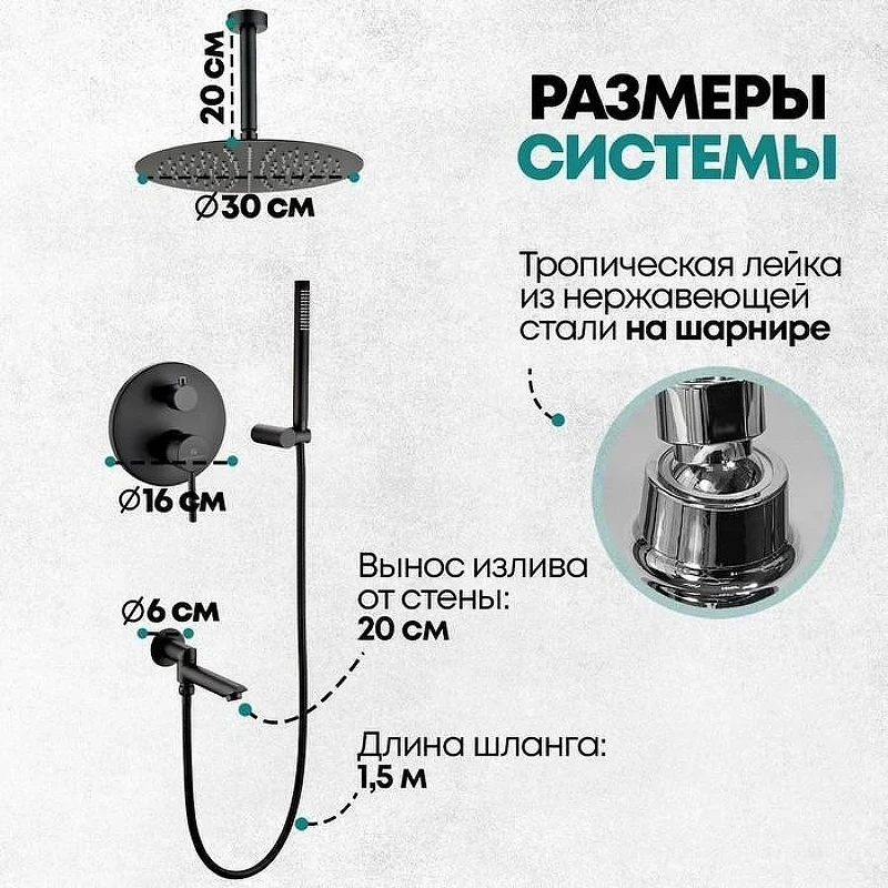 Душевая система Grocenberg GB5099BL-2 Черная матовая