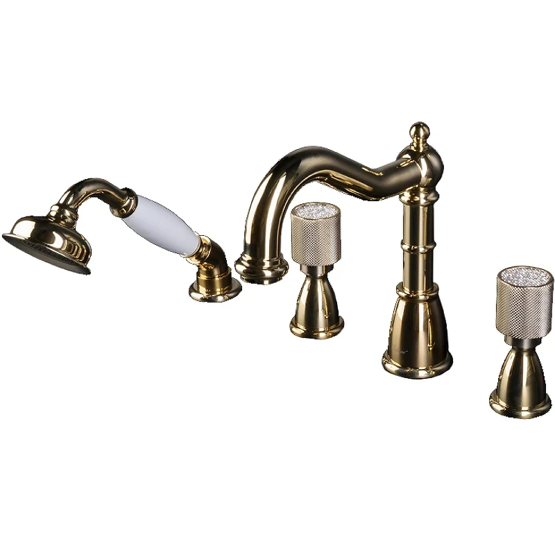 Смеситель на борт ванны Boheme Royal Cristal 395-Royal/CRST Золото латунь
