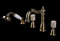 Смеситель на борт ванны Boheme Royal Cristal 395-Royal/CRST Золото латунь