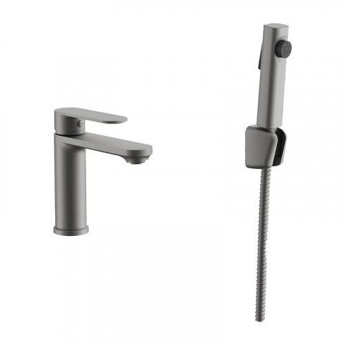 Смеситель для раковины Belz B713-3 B12713-3 с гигиеническим душем цвет Оружейная сталь